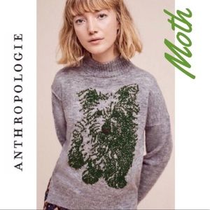 Anthro/moth gray sweater w/terrier dog medium